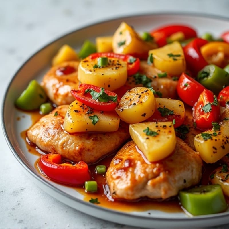 Sheet Pan Sweet and Sour Chicken with Roasted Pineapple and Bell Peppers