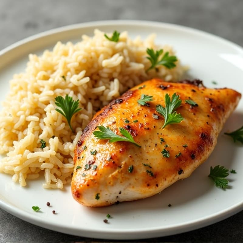 Lemon Herb Roasted Chicken with Fluffy Brown Rice