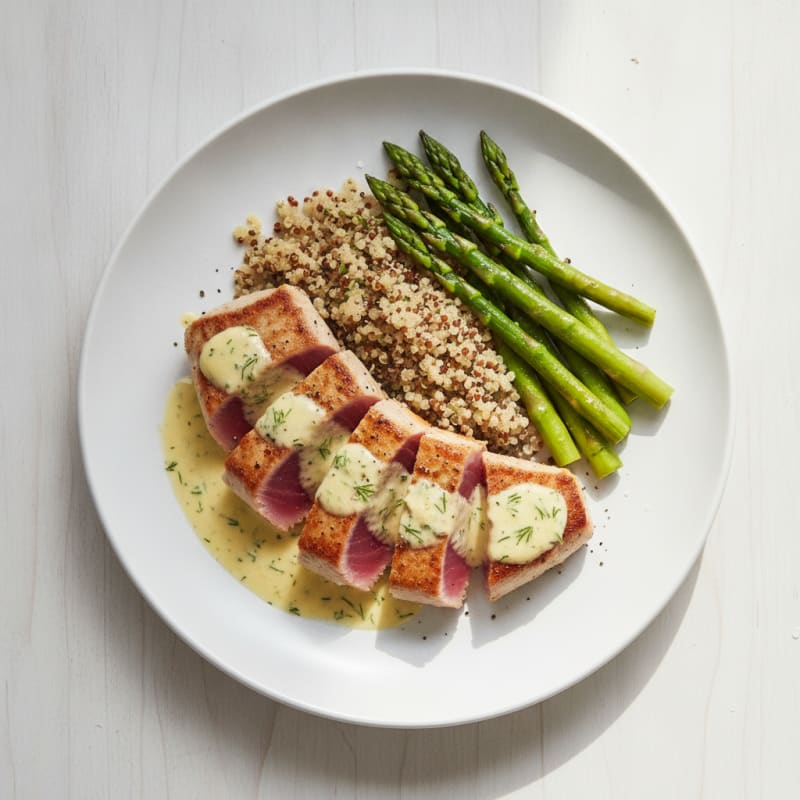 Pan-Seared Tuna with Lemon-Dill Sauce