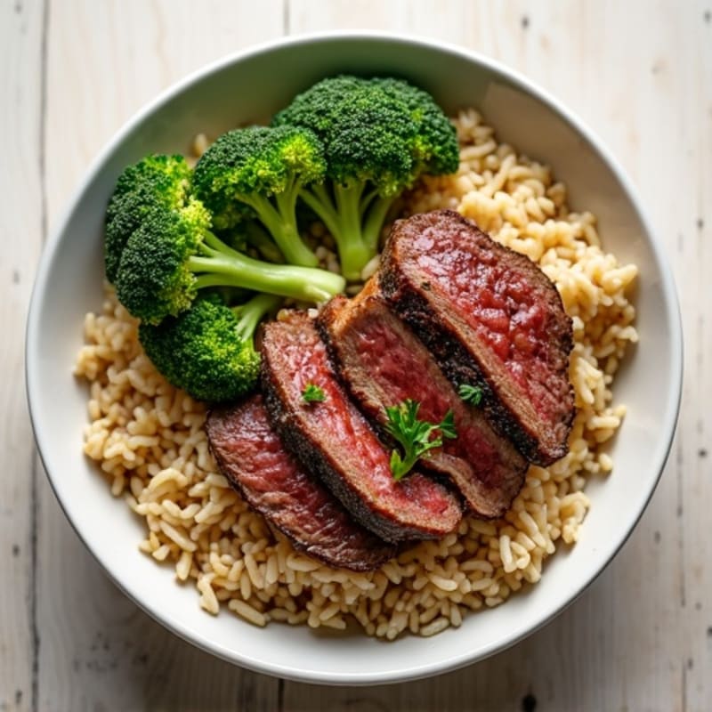 Pan-Seared Beef and Fresh Broccoli Rice Bowl