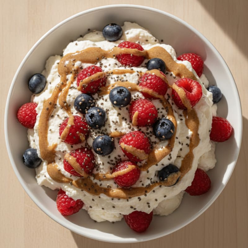 Greek Yogurt Protein Mousse with Mixed Berries