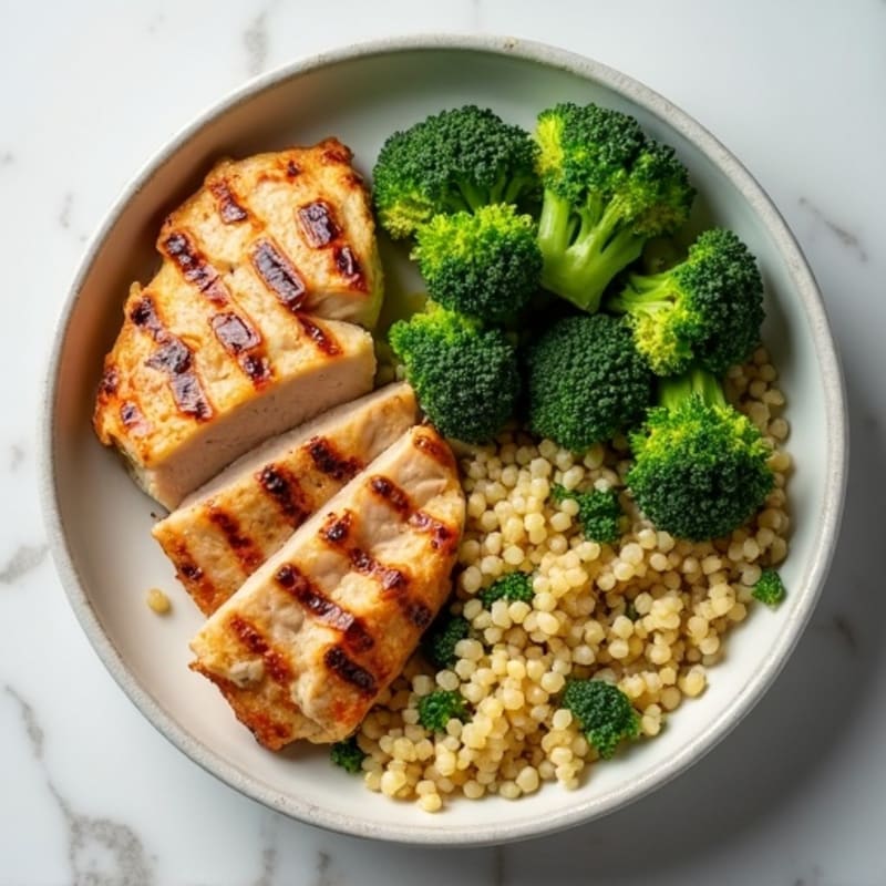 Grilled Turkey Breast with Roasted Broccoli and Quinoa