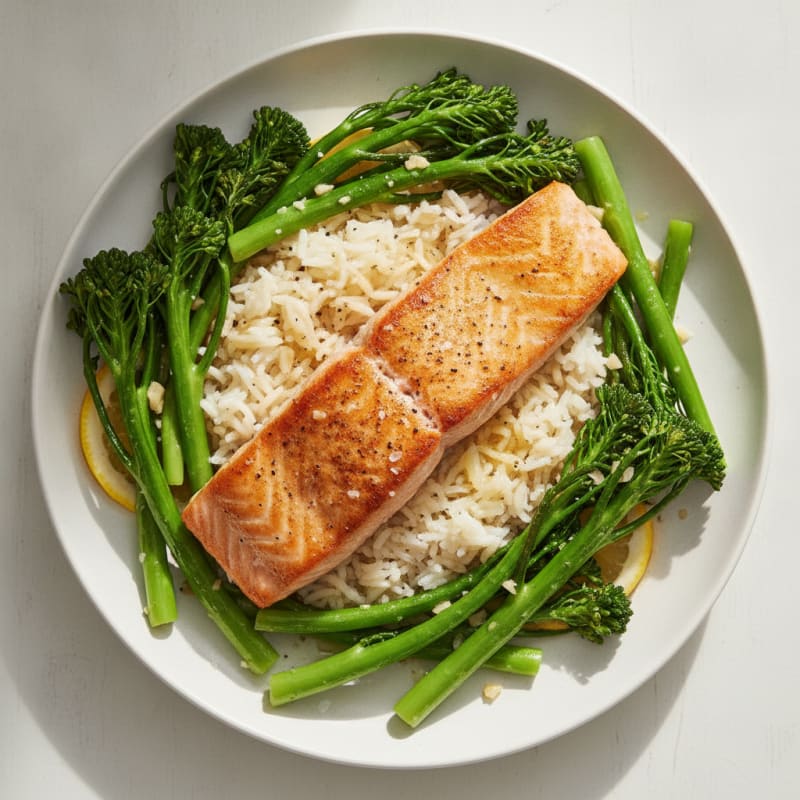 Pan-Seared Salmon with Garlic Broccolini