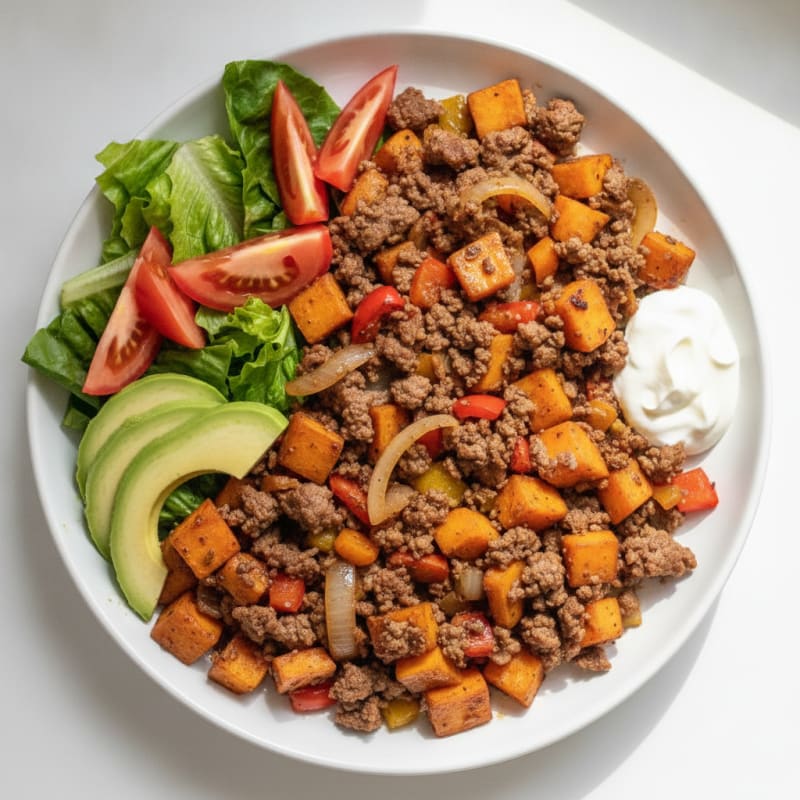 Sweet Potato Ground Beef Skillet