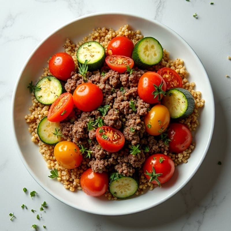 Herb-Seasoned Lean Ground Beef Skillet with Roasted Vegetables
