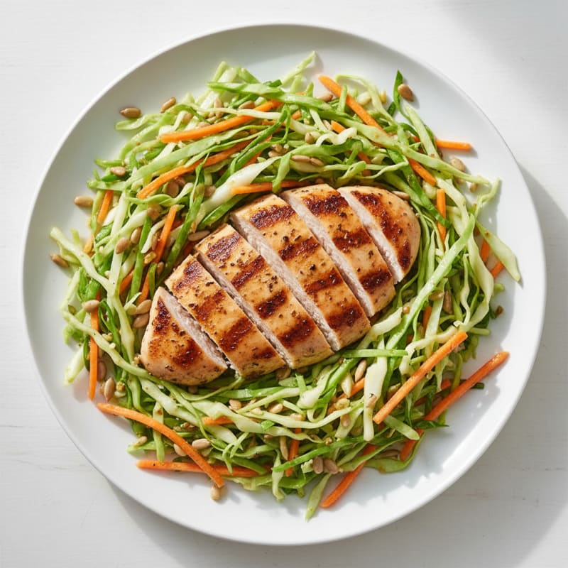 Grilled Chicken Breast with Crunchy Cabbage Slaw