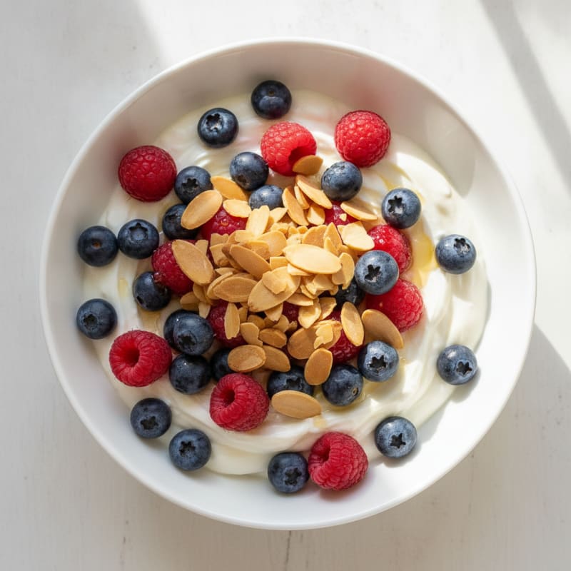 Creamy Greek Yogurt Protein Bowl with Berries and Almonds