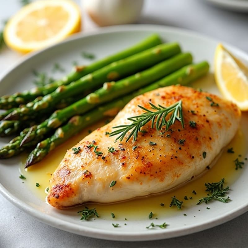 Lemon Herb Roasted Chicken with Crispy Asparagus