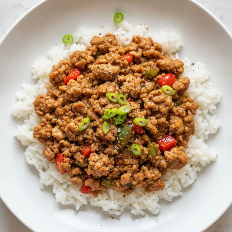 Savory Ginger-Garlic Ground Turkey and Rice Bowl