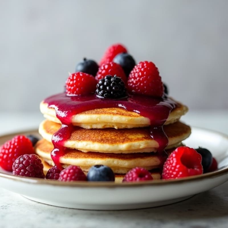 Fluffy Protein Pancakes with Berry Compote