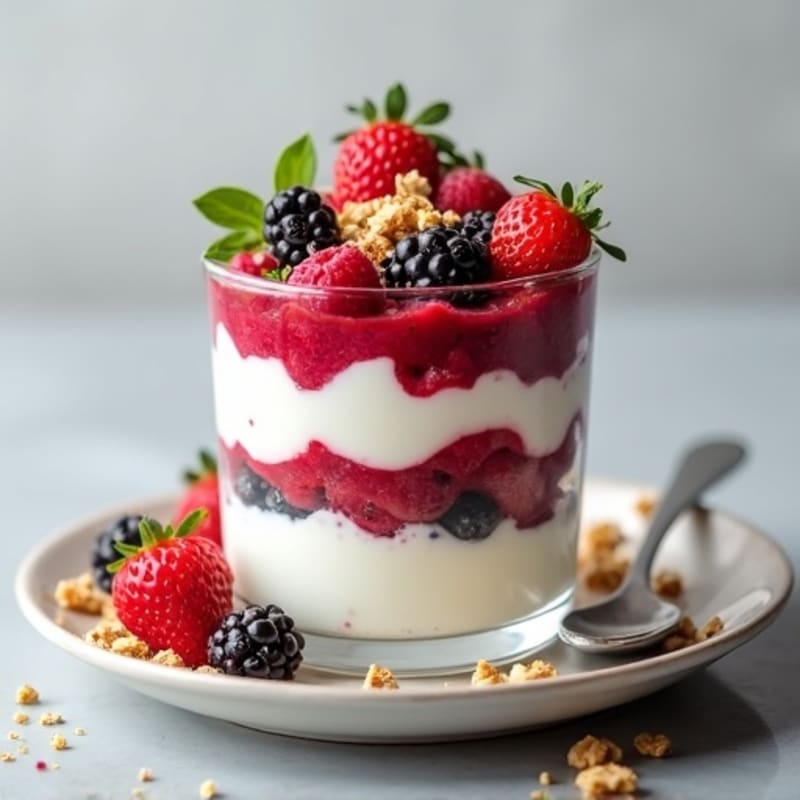 Greek Yogurt Protein Parfait with Mixed Berries