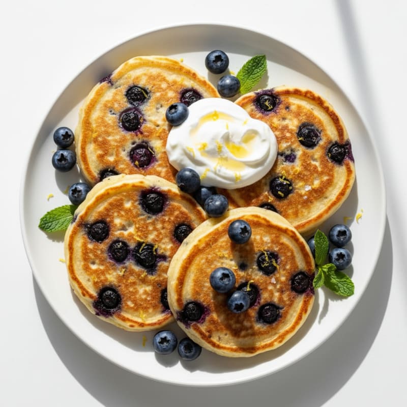 Blueberry Ricotta Pancakes with Lemon Zest