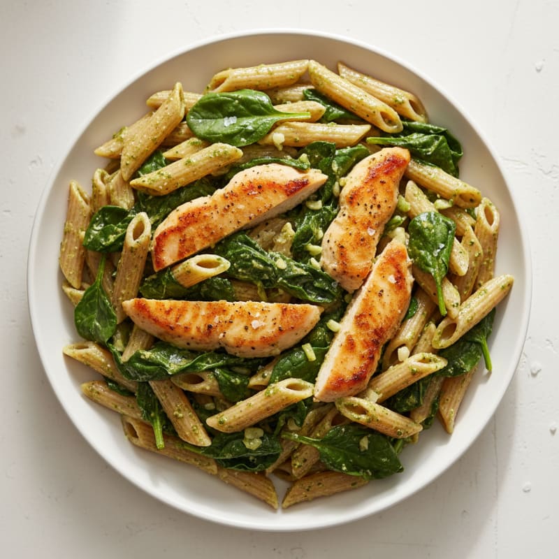 Creamy Pesto Chicken and Spinach Pasta