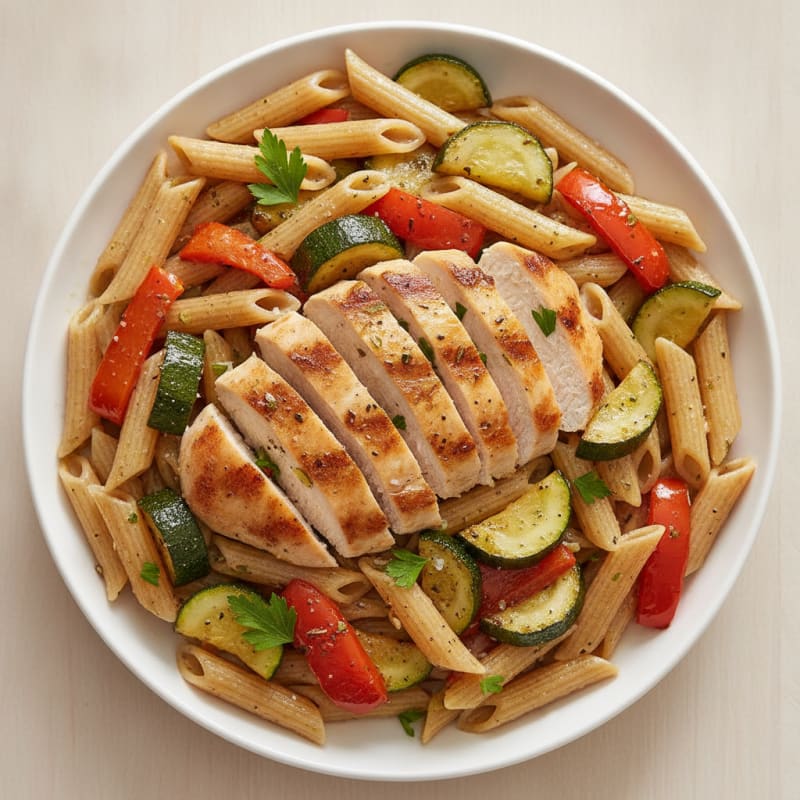Garlic Herb Pasta with Roasted Vegetables