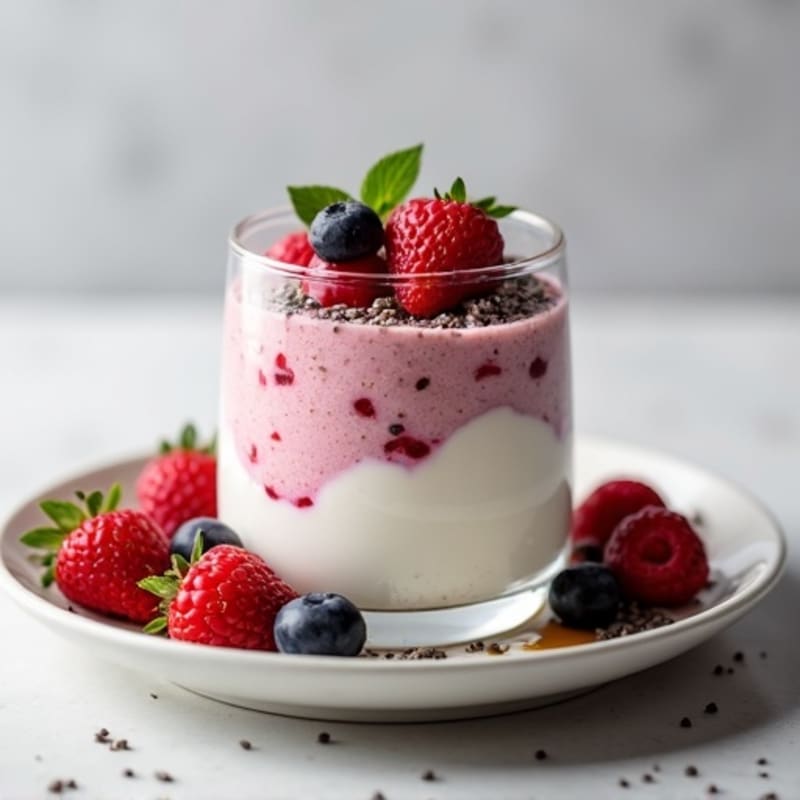 Greek Yogurt Protein Pudding with Mixed Berries