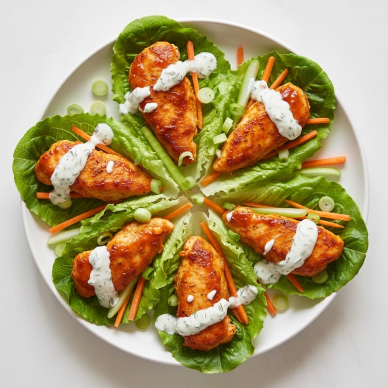 Buffalo Ranch Chicken Lettuce Wraps