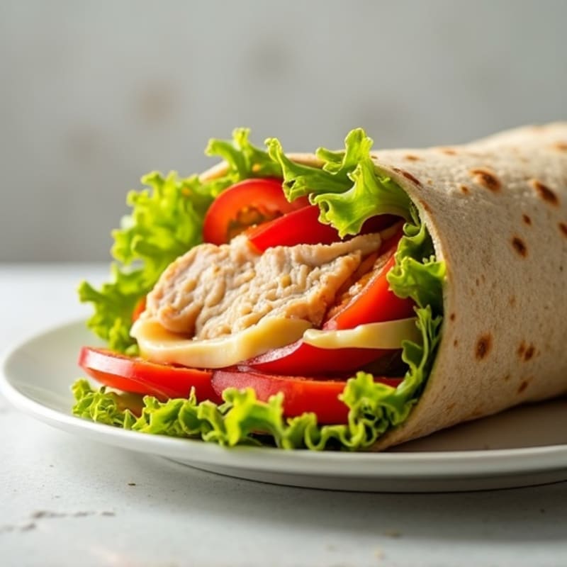 Lean Deli Turkey and Provolone Wrap with Fresh Crispy Veggies