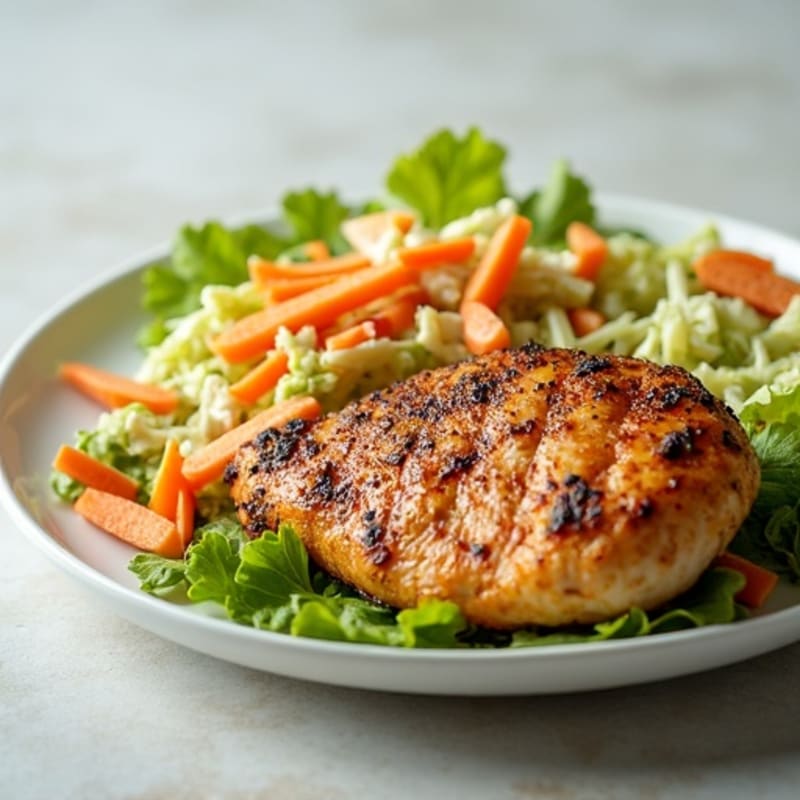 Grilled Chicken Breast with Crunchy Cabbage Slaw and Greek Yogurt Dressing