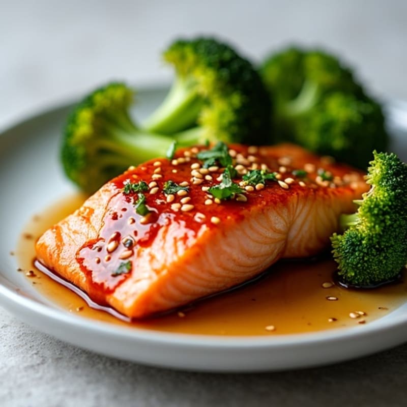 Pan-Seared Teriyaki Salmon with Crispy Roasted Broccoli