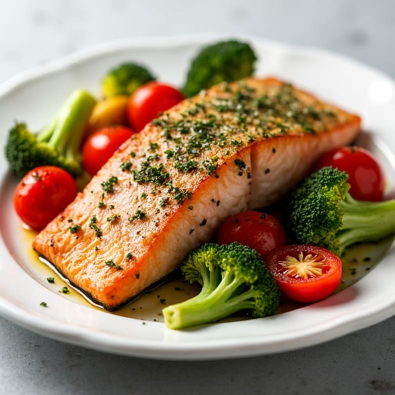Herb-Crusted Baked Salmon with Roasted Vegetables