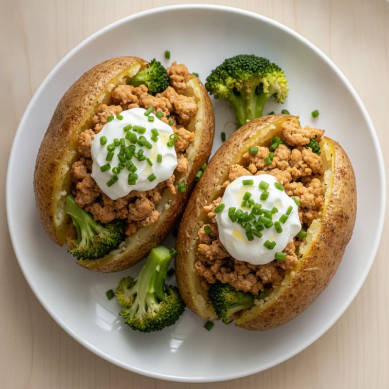 Protein-Packed Loaded Baked Potatoes with Chives