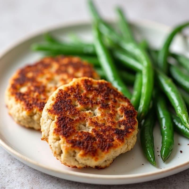 Seared Turkey Patties with Steamed Green Beans
