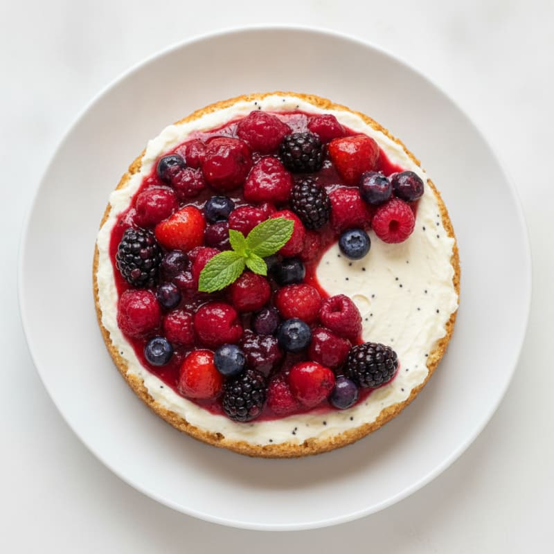 Greek Yogurt Protein Cheesecake with Mixed Berries