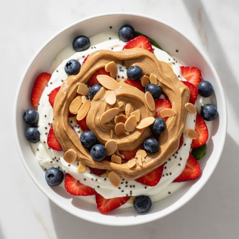 Creamy Greek Yogurt Parfait with Mixed Berries and Almond Butter