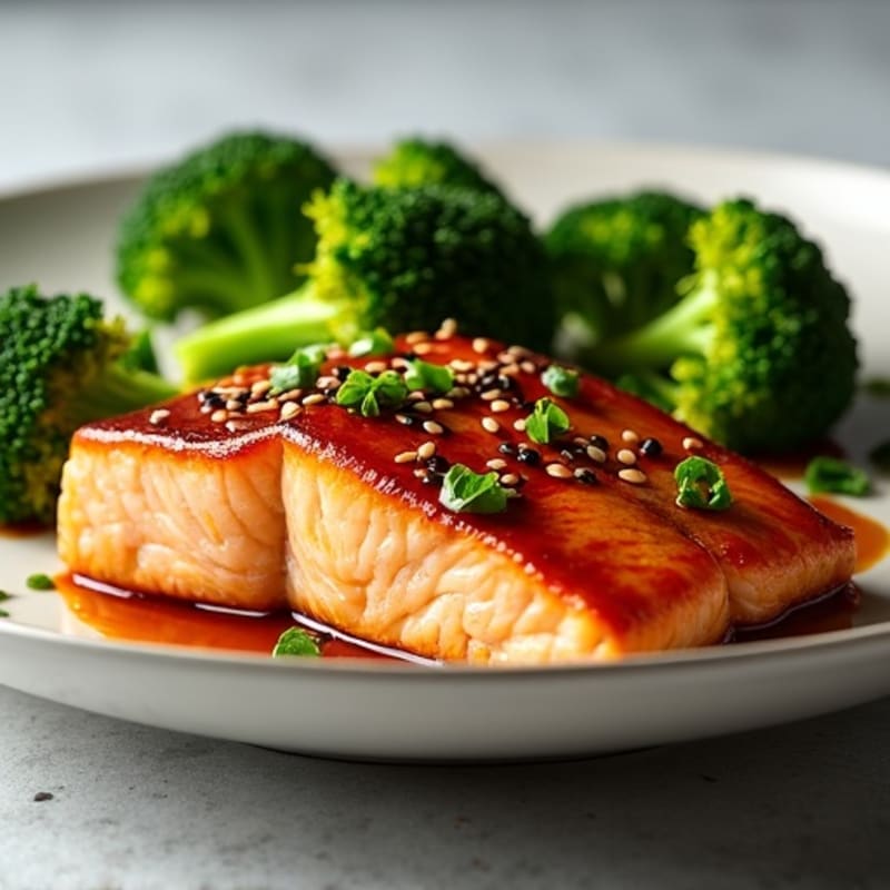 Pan-Seared Teriyaki Salmon with Roasted Broccoli