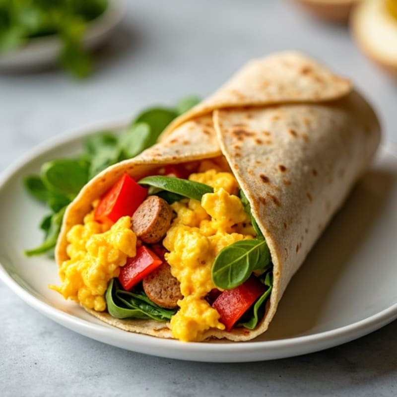 Hearty Scrambled Egg and Lean Turkey Sausage Breakfast Burrito