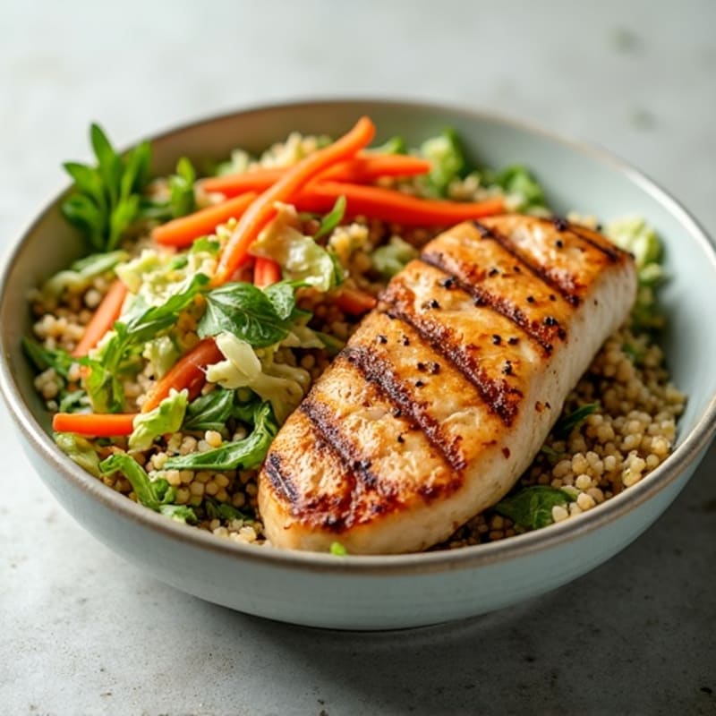 Grilled Chicken Breast with Crunchy Cabbage Slaw