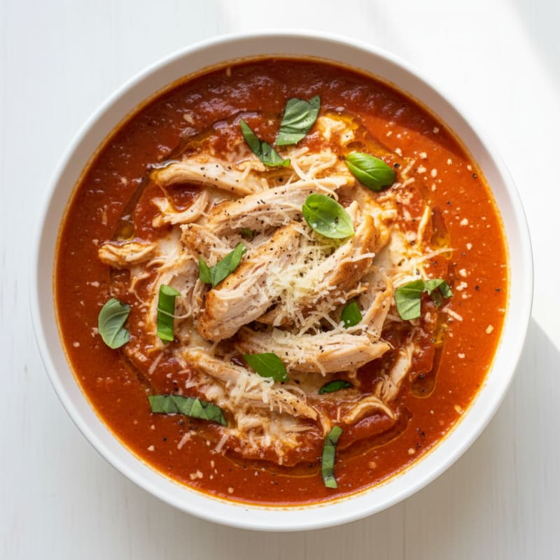 Roasted Tomato Basil Soup with Parmesan
