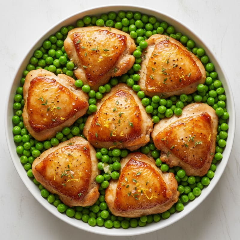 Lemon Herb Chicken Thighs with Peas
