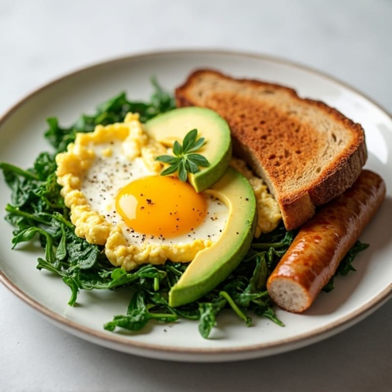 Egg White and Turkey Sausage Scramble with Spinach