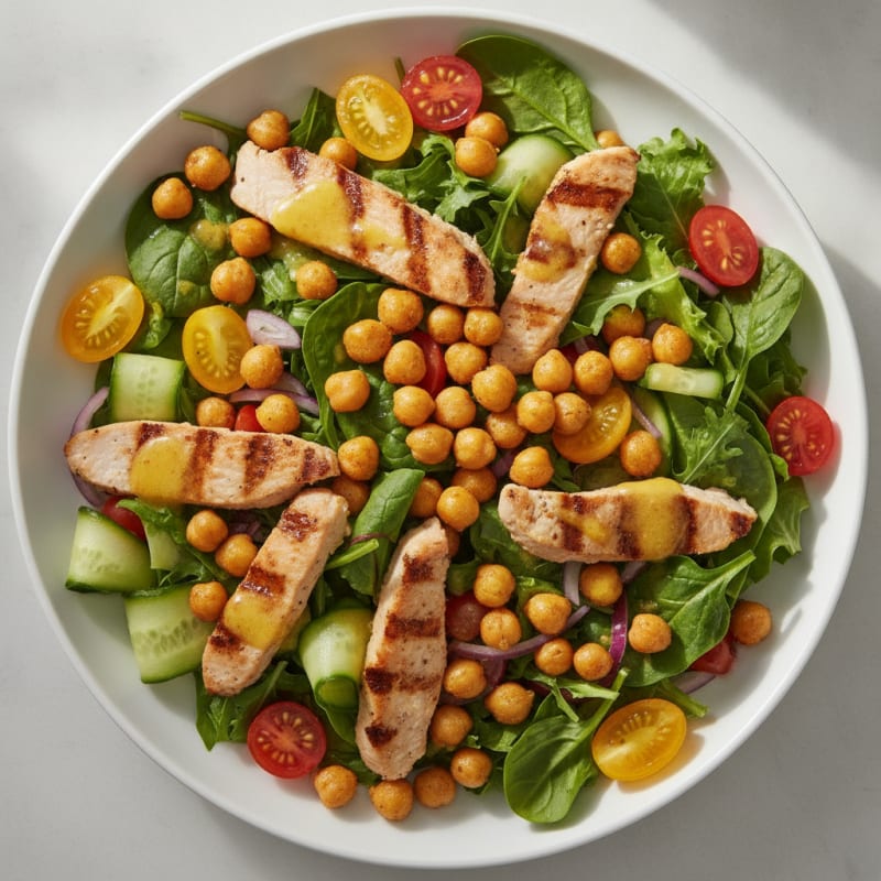 Grilled Turkey Breast Salad with Chickpeas and Lemon Vinaigrette