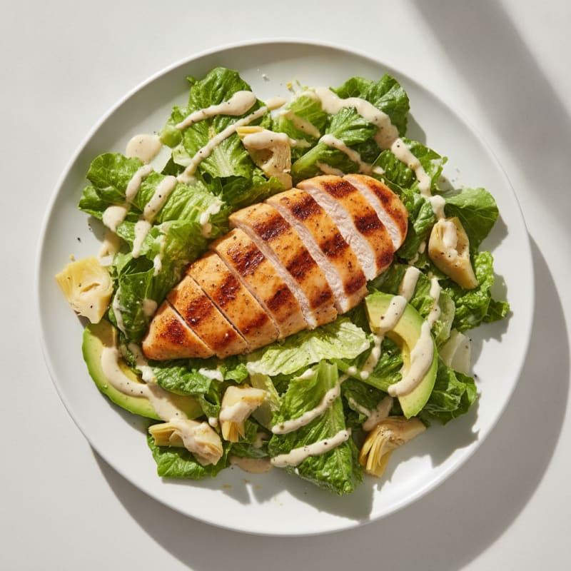 Artichoke Caesar Salad with Grilled Chicken