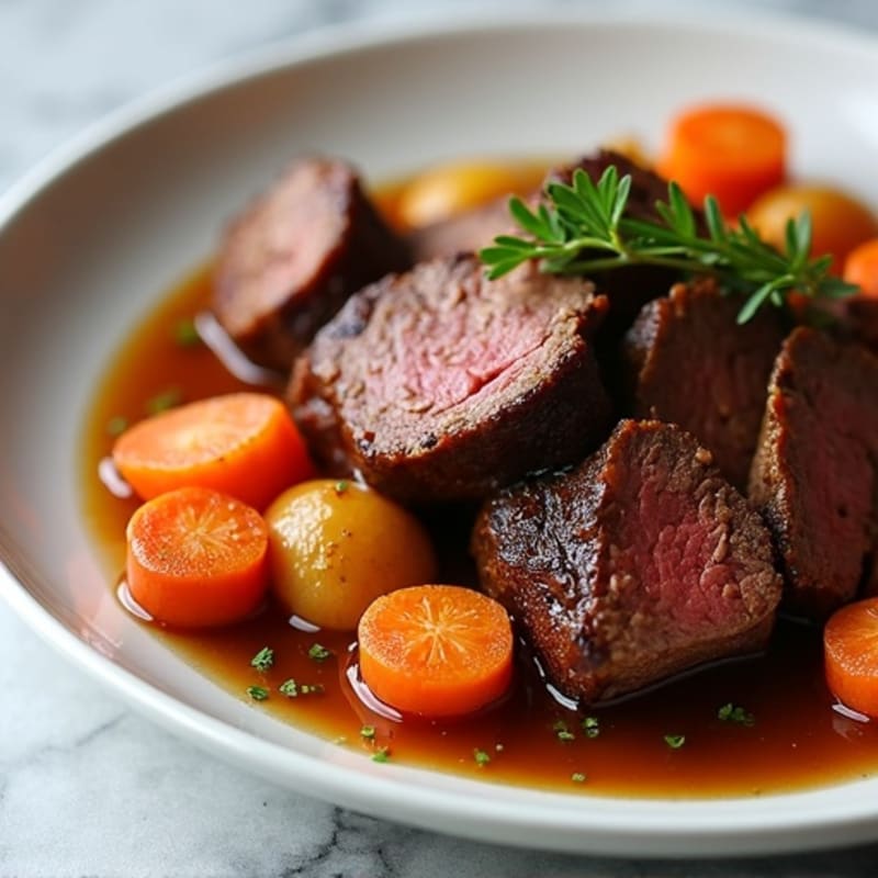 Slow-Cooked Tender Beef Pot Roast with Roasted Root Vegetables