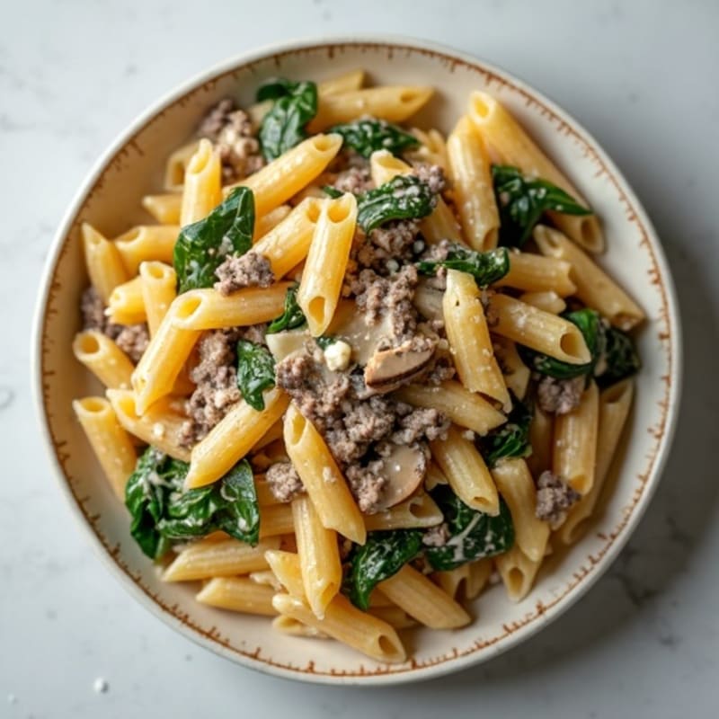 Healthy Creamy Beef and Mushroom Pasta
