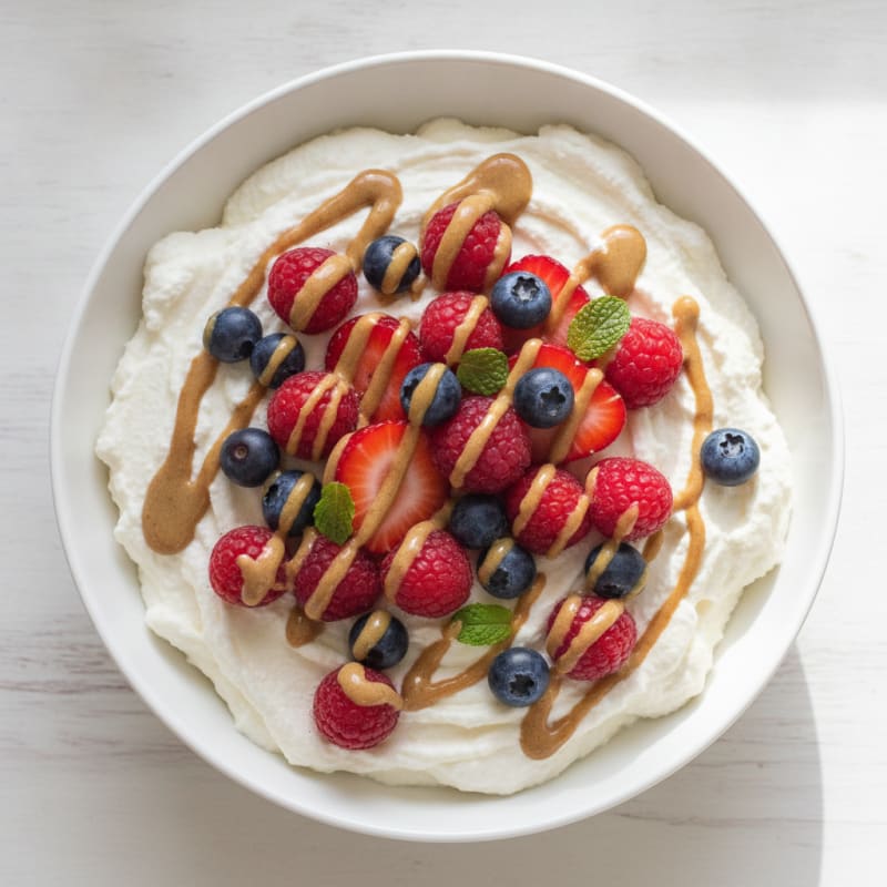 Greek Yogurt Protein Mousse with Mixed Berries
