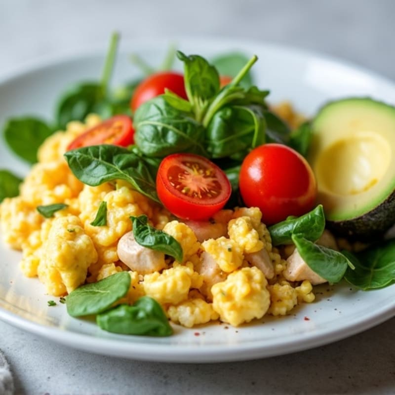 Egg White Scramble with Turkey Breast and Spinach