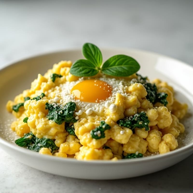 Fluffy Egg Scramble with Spinach and Feta