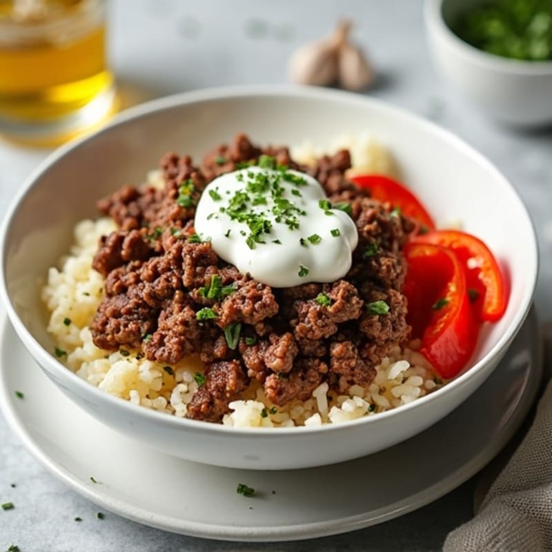 Seasoned Ground Beef Bowl with Special Sauce