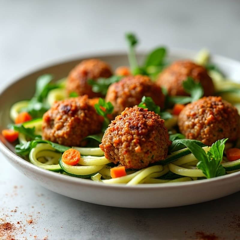 Hearty Spiced Lentil Meatballs with Zucchini Noodles