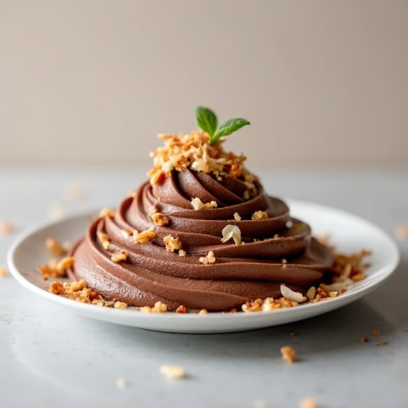 Chocolate Protein Mousse with Chia Seeds and Toasted Coconut