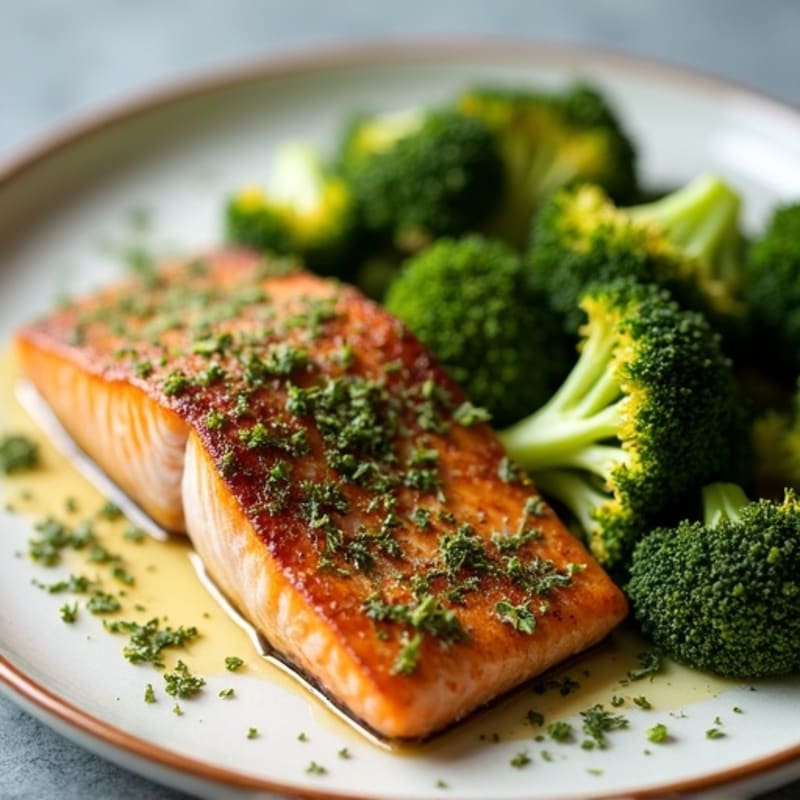 Herb-Crusted Sheet Pan Salmon with Roasted Broccoli