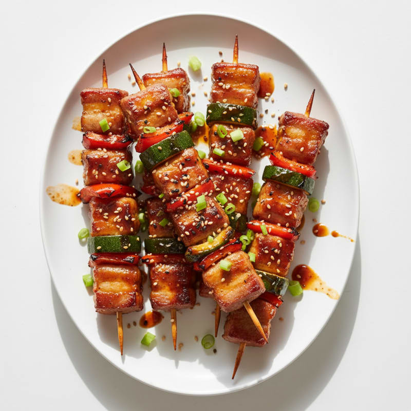 Spicy Gochujang Pork Belly Skewers