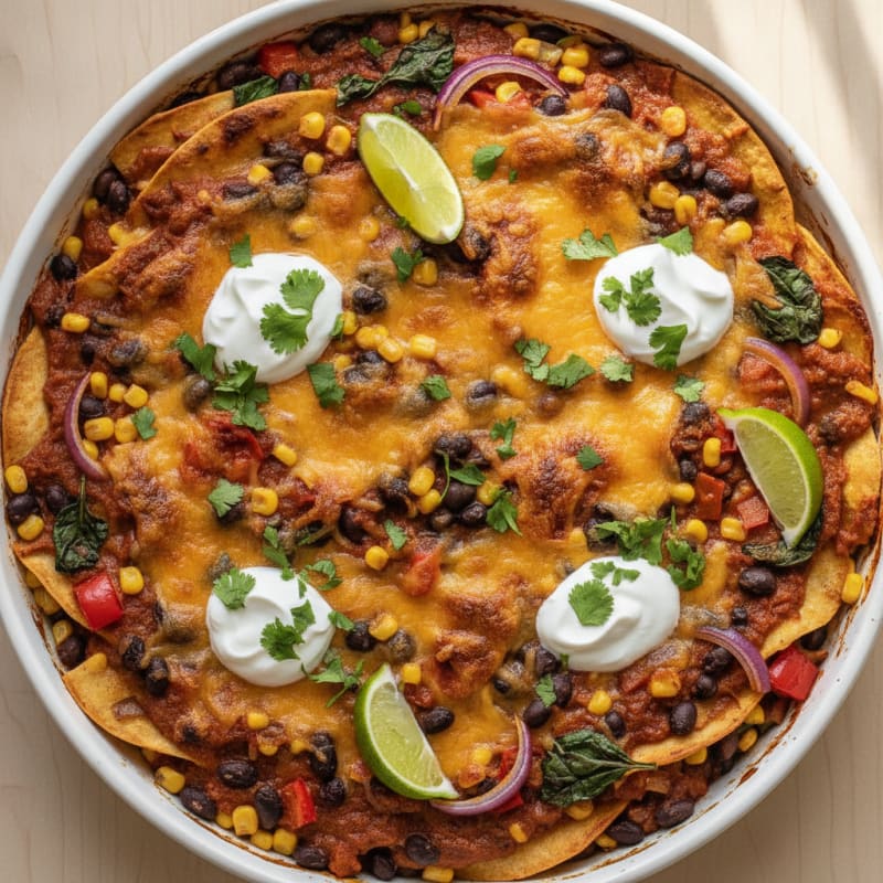 Black Bean and Corn Enchilada Bake