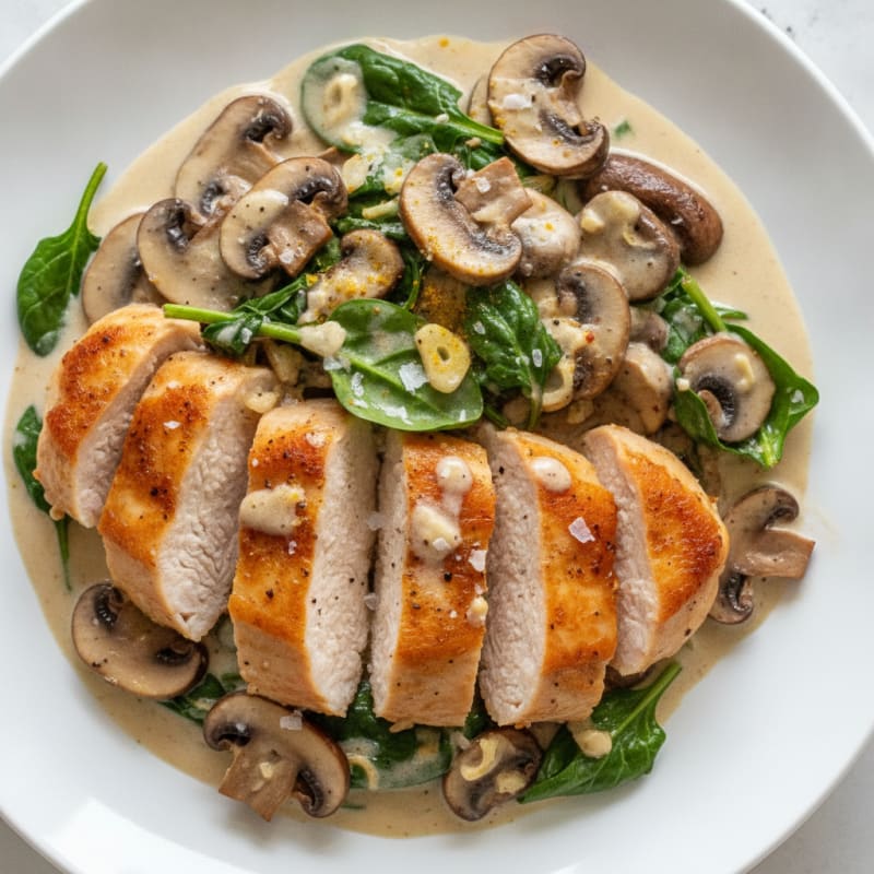 Coconut Chicken with Sautéed Mushrooms