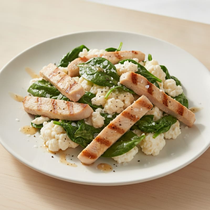 Egg White Spinach Scramble with Grilled Turkey Breast