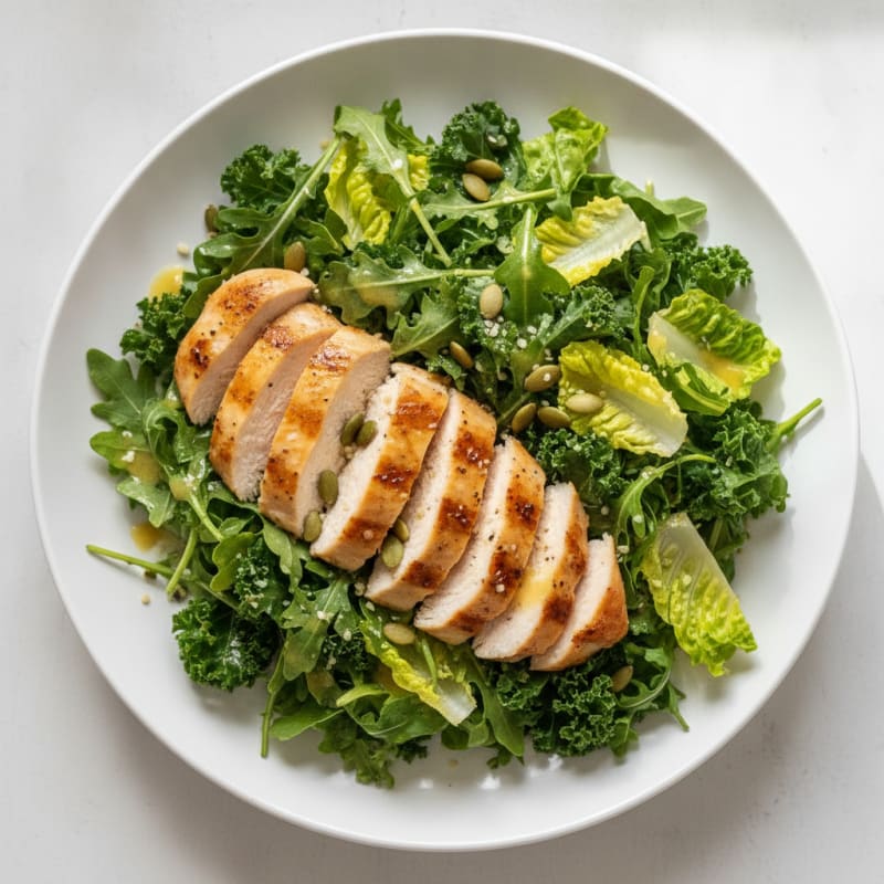 Zesty Chicken Arugula and Kale Power Salad